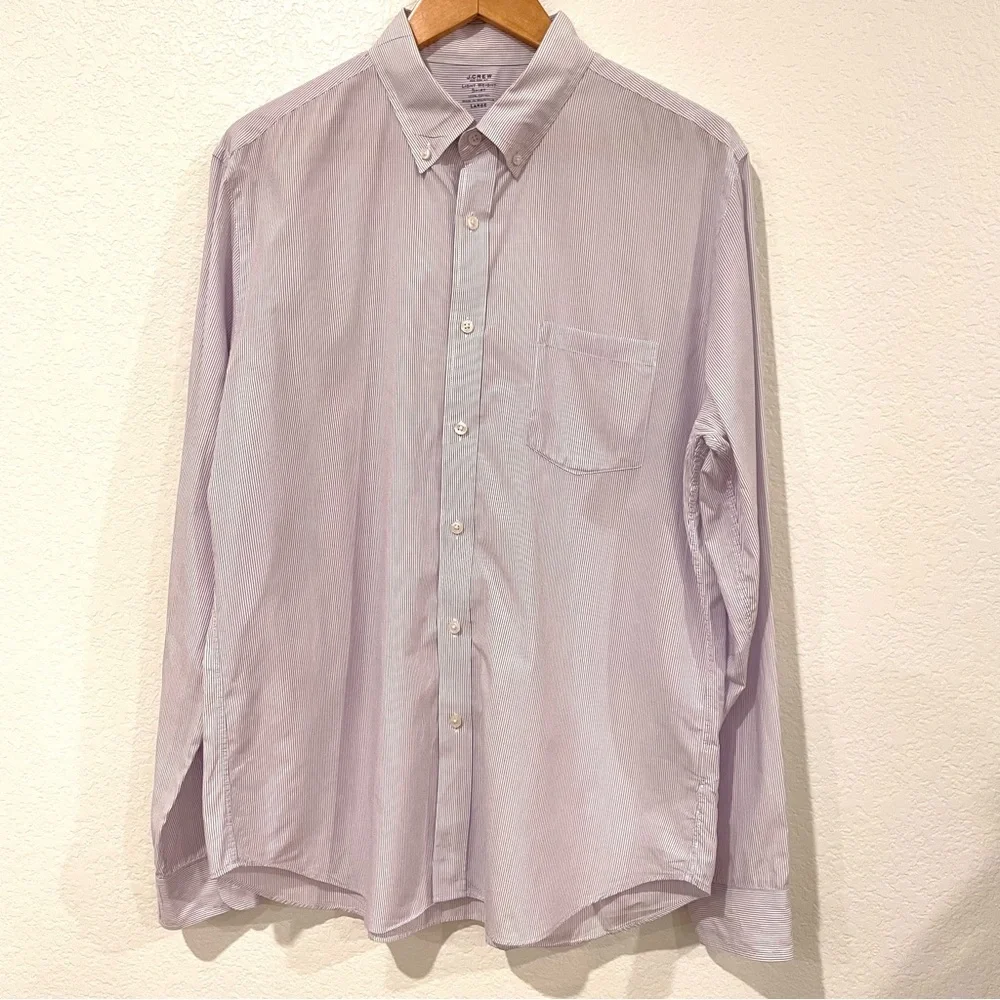 J. Crew Men's Purple Pinstripe Button Down Shirt Size Large